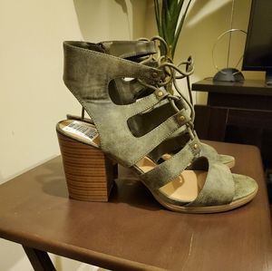 Green strap lace heels Ross